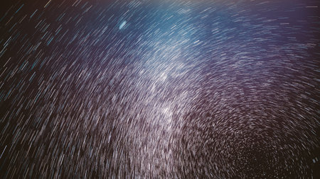 Spin Of Stars In Sky. Unusual Stars Effect Sky. Stars Rotate Of Sky Background.の写真素材