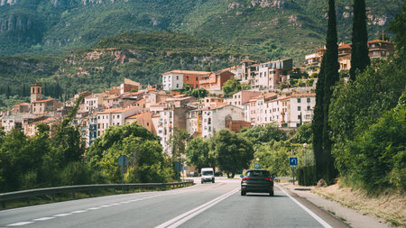 Monistrol De Montserrat, Catalonia, Spain. Motorway Highway Freeway Road To City
