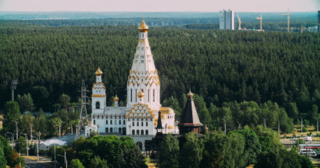 Minsk, Belarus. Aerial View On All Saints Church . Summer Citysの写真素材