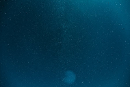 Blue color background Real Night Sky Stars With Milky Way Galaxy. Natural Starry Sky Backgroundの写真素材