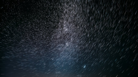 Stars Rotate Of Sky Background. Night Starry Sky Stars And Meの写真素材