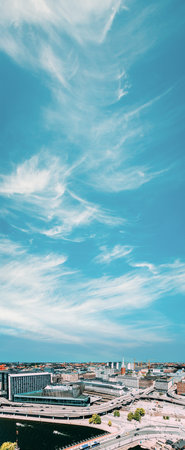 Stockholm, Sweden. Elevated View Of St. Clara Or Saint Klara Church In Summer Sunny Modern Cityscape Skyline.の写真素材