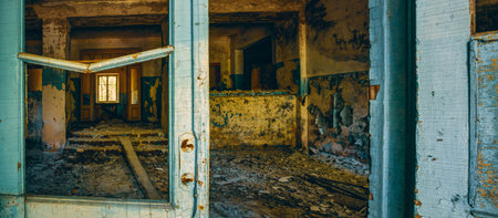 Dilapidated passage in school of Pripyat. Chernobyl Disasterの写真素材
