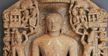 Mahavira Also Known As Vardhamana. Supreme Teacher Of Jainism. Mahavira Was Born In The Early 6th Century Bce To A Royal Jain Family Of Ancient Indiaの写真素材