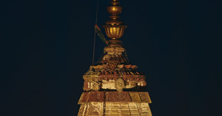 Jaipur, Rajasthan, India. Close-up View On Sita Ram Ji Ka Temple In Night Illumination. Temple Is...