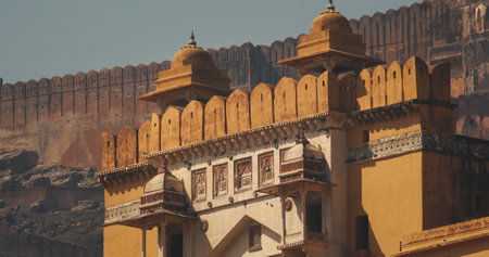 Jaipur, Rajasthan, India. Amber Fort. Fortress Gate Of Amer Fort Or Amber Fort, Amer. Amer Palace Is Great Example Of Rajput Architecture. Amber Fort Principal Tourist Attraction In Jaipur. Travel To India. Included In Unesco World Heritage Site Listの写真素材