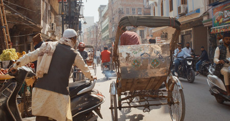Varanasi, India. Traffic On Street . Tuk-tuk cycle, bikes, motorcycles Moving On Street.のeditorial素材
