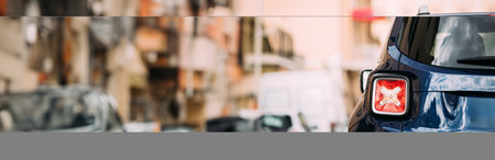 Terracina, Italy. Red Led Rear Lights Of Blue Jeep Renegade Bu 520 Car Parking At Street. Back Viewのeditorial素材
