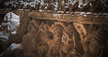 Close-up Details Of Ancient Statue Sheshashayi Or Shesha Also Known Like Sheshanaga Is Serpentine...