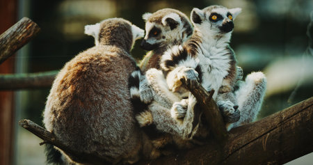 Lemurs Posing in Charming Tree Setting