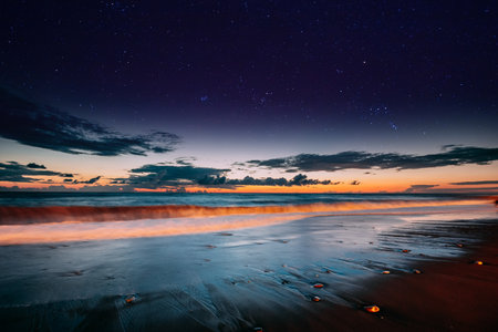Fresh Sea Ocean Waves Washing Coast At Sunny Summer Eveningの写真素材