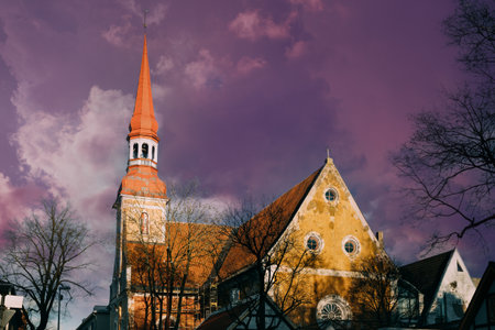 Parnu, Estonia. Close Up View Of Lutheran Church Of St. Elizabeth In Sunny Dayの写真素材