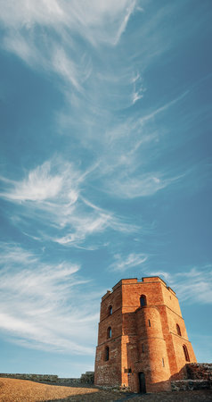 Tower Of Gediminas (Gedimino) In Vilnius, Lithuania. Historic Symbol Of The City Of Vilnius And Of Lithuania Itself.の写真素材