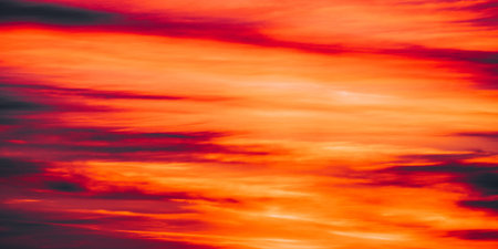 Sunrise Bright Dramatic Sky. Scenic Colorful Sky At Dawn. Sunset Sky Natural Abstract Backgroundの写真素材