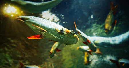 Silver Prochilodus Side View. Prochilodontidae Or Flannel-mouthed Characins. Silver Prochilodus And...