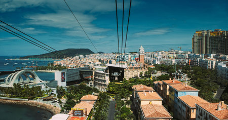 Aerial view of Sunset Town resort from cable car, Phu Quoc Vietnamのeditorial素材
