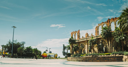 Roman style ruins and Sunset Town square with cable car, Phu Quoc Vietnamのeditorial素材