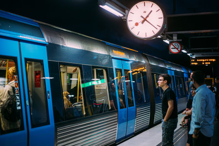 T-Centralen Subway Station Platform and Train