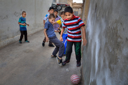 Fars Province, Shiraz, Iran - 18 april, 2017: Iranian teenagers play in domestic football.のeditorial素材