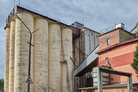Vitebsk, Belarus - July 7, 2018: Bucket Elevators is used to store food, feed and other granular or...