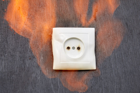 Household fire, Ignition of the plastic power socket.
