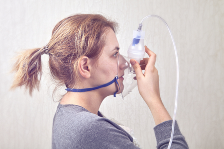 Incorrect using of the nebulizer chamber, the camera is turned upside down.の写真素材