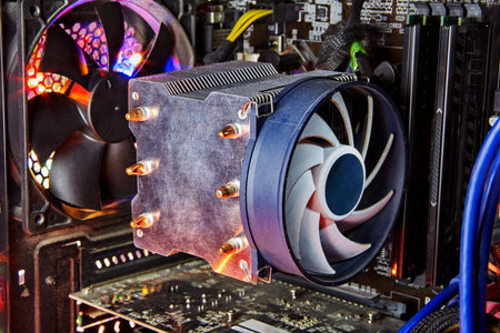 Heatsink and fan of central processing or the CPU cooler inside pc 