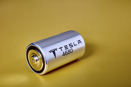 4680 Tesla Battery Cell, St. Petersburg, Russia, January 6, 2022.のeditorial素材