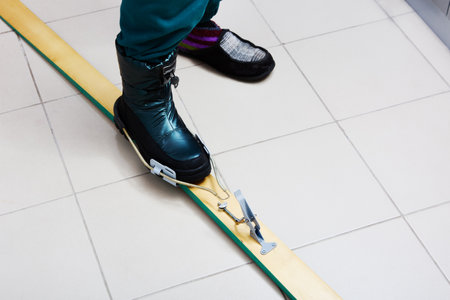 Kandahar spring cable ski bindings adjust down for different shoe types and sizes.の写真素材