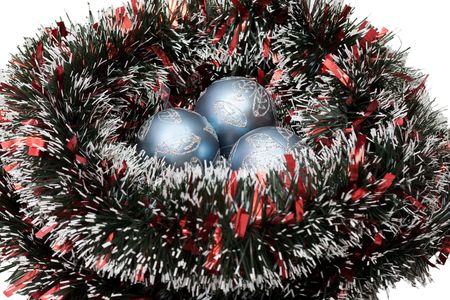 Christmas-tree decorations are combined as the bird's nest with eggsの写真素材