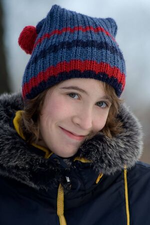 Portrait of the teenager girl  in winter clothesの写真素材