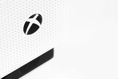 White xbox one console closeup macro viewのeditorial素材