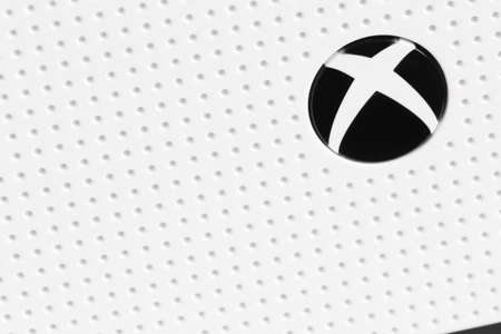 White xbox one console closeup macro viewのeditorial素材