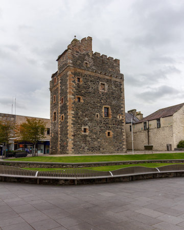 Remaining tower of the Castle of St John in Stranraer, Scotland, United Kingdom housing a museum