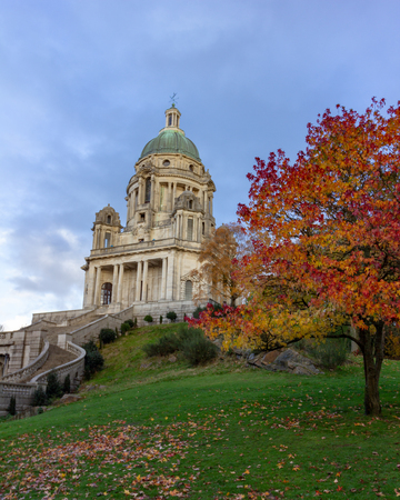 The Ashton Memorial is located at the highest point in Williamson Park, Lancaster, Lancashire,  England, United Kingdomの写真素材