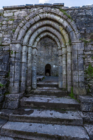 Entrance to the ruins of Cong Abbey built in the 12th century in Cong, County Mayo, Irelandの写真素材