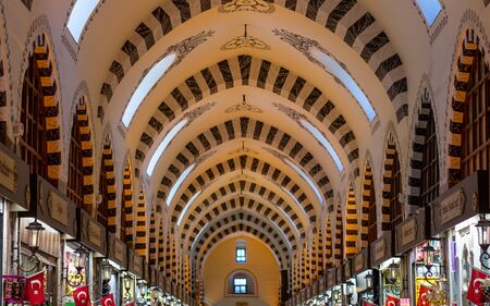 June 18, 2019 - Istanbul, Turkey - Ornate ceilings above the streets of the Grand Bazaar, considered to be one of the oldest shopping malls in the worldのeditorial素材