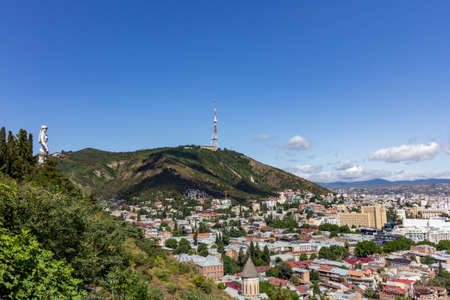 July 14, 2019 - Tbilisi, Georgia - Mother of Georgia (Kartlis Deda) is an aluminium sculpture overlooking the cityのeditorial素材