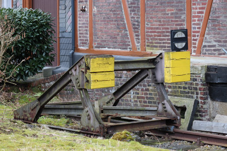 Buffer stop in an old train stationの写真素材