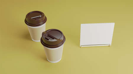 Take away cup for drinks. Mockup 3D templateの写真素材