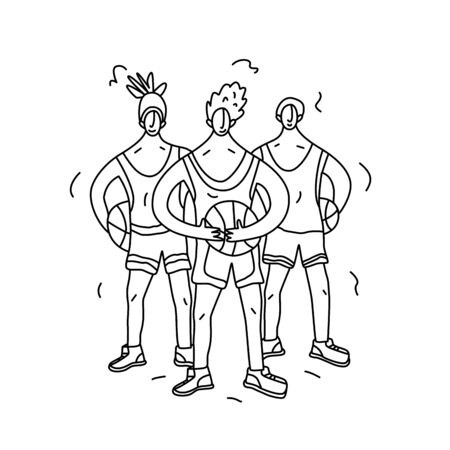 A doodles illustration of a team of basketball players.のイラスト素材