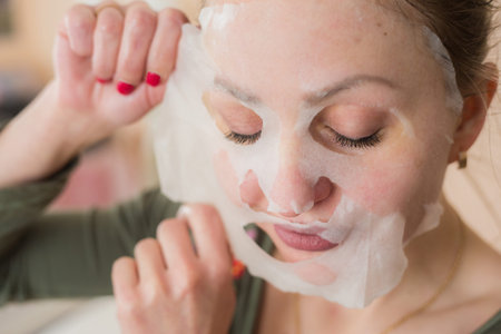 Cosmetic face mask and girl