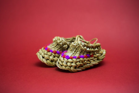Knitted straw slippers