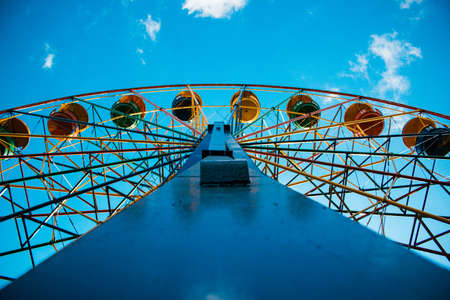Ferris wheel bottom viewの写真素材