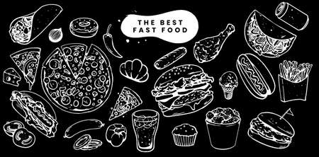 fast food set designのイラスト素材