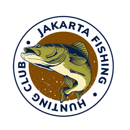 fishing logo template designのイラスト素材