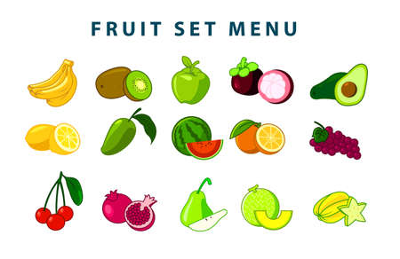 illustration of fruit set designのイラスト素材