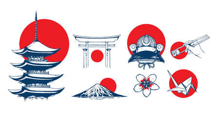 illustration of japanese icon for mascotのイラスト素材
