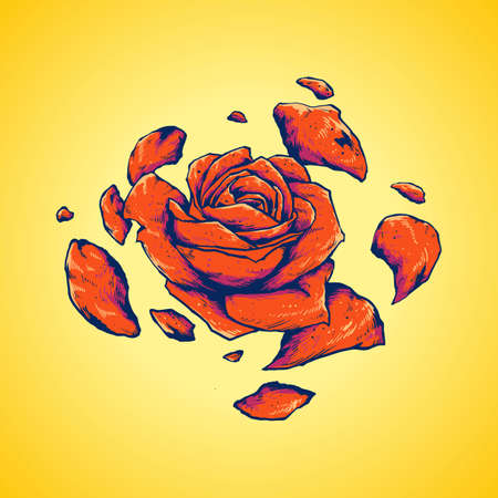 broken rose flower designのイラスト素材