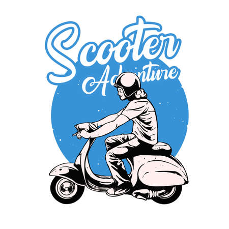 enjoy ride scooterのイラスト素材